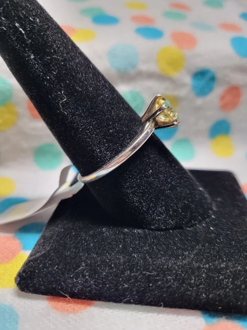 Vintage Thai Sterling Silver Citrine Solitaire Ring